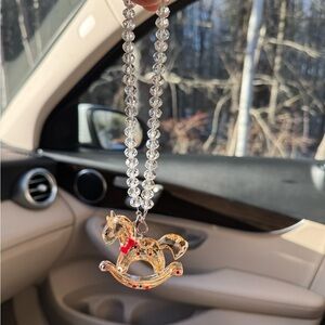 Crystal Beaded Necklace with Rocking Horse Pendant